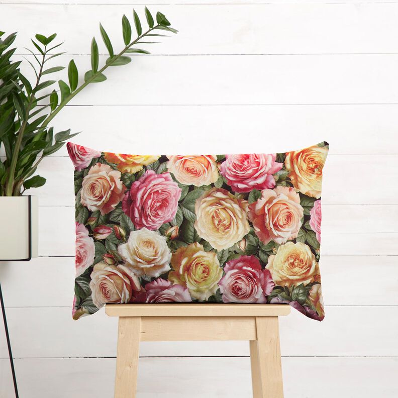 Dekorationssammet överdådiga rosor – rosa/gul,  image number 6