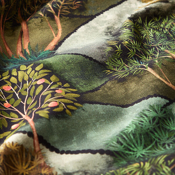 Dekorationstyg Halvpanama Digitaltryck Landskap – grön,  image number 2