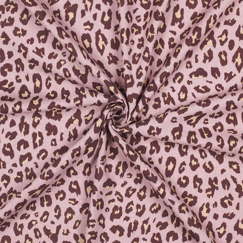 Viskos-linne-mix leo-tryck | Poppy Fabrics – ljus gammalrosa/aubergine,  image number 3