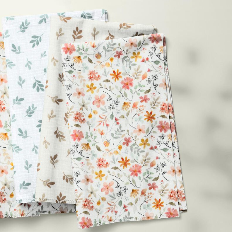 Muslin/Dubbel-krinkelväv kvistar | Poppy Fabrics – elfenbensvit/moka, image number 7