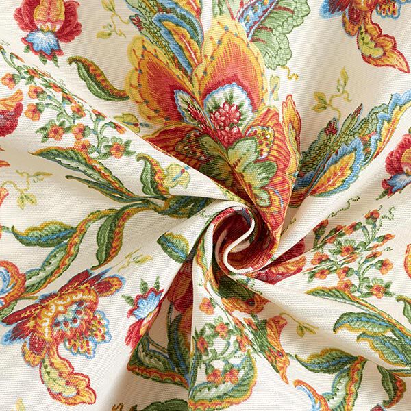 dekorationstyg Canvas orientaliska blomsterornament 280 cm – natur/grön, image number 3