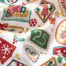 Bomullstyg Poplin julbilder – vit/karminröd,  thumbnail number 2