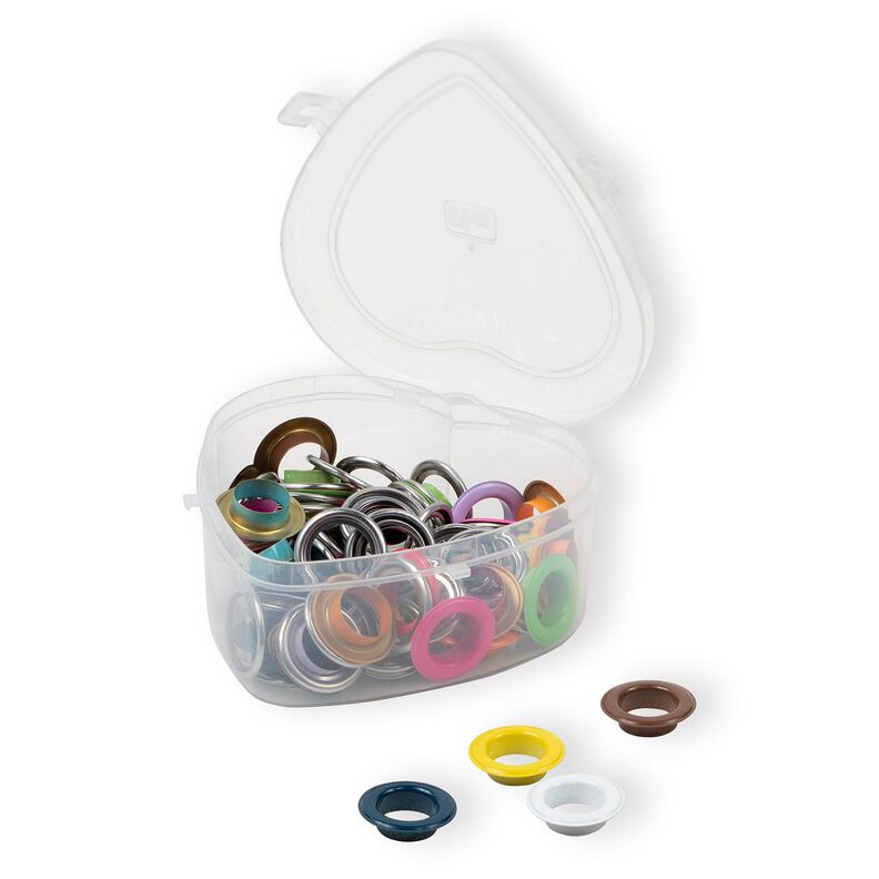 Öglor med brickor, i hjärtformad låda [14 mm] | Prym – röd,  image number 3