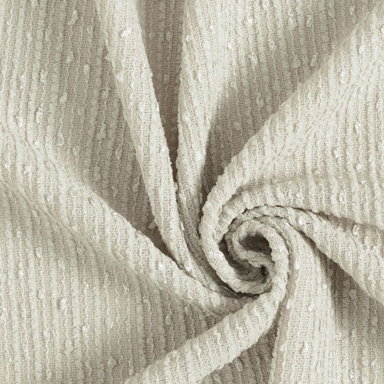 Effekttyg bouclé ränder och paljetter – mandel,  image number 1