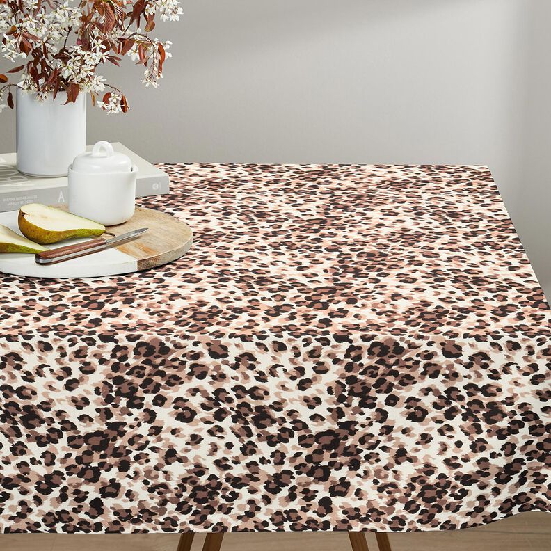 Bomullstyg Kretong leoprickar &ndash; ljusbeige/svart,  image number 5