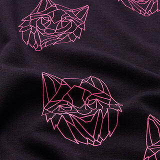 Alpfleece origami-varg  – svart/neonpink, 