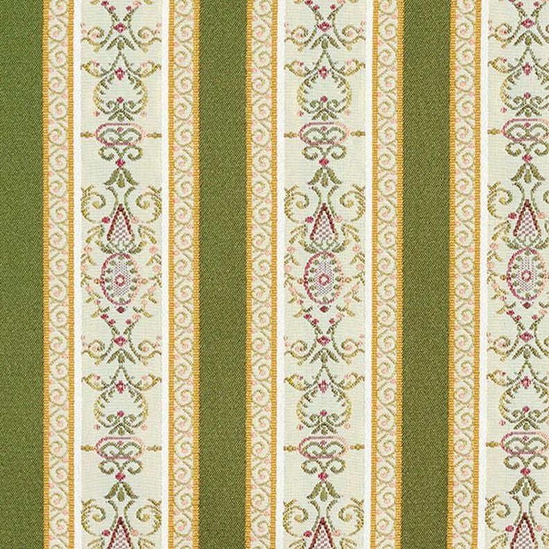 Möbeltyg Jacquard Biedermeier Ränder – kräm/oliv,  image number 1