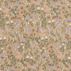 GOTS Muslin/Dubbel-krinkelväv Vårblomsteräng | Poppy Fabrics – mörkbeige, 