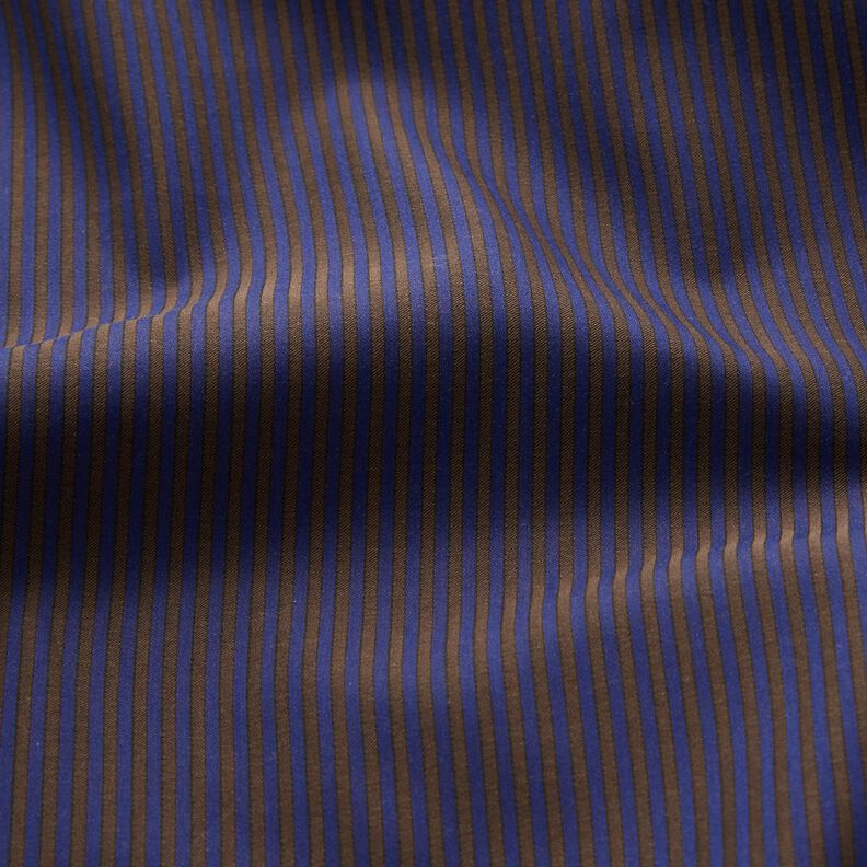 Skjorttyg med ränder – marinblått/brun, image number 2
