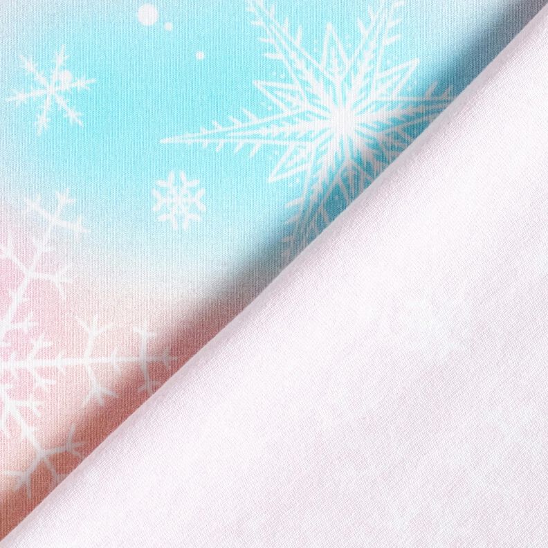 Bomullsjersey snöflingor i akvarellskala | Glitzerpüppi – isblå/rose,  image number 4