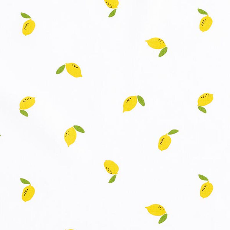 Bomullspoplin Citroner – vit,  image number 1