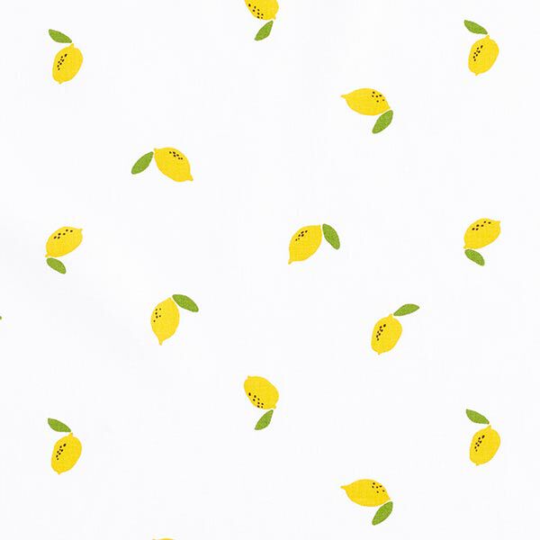 Bomullspoplin Citroner – vit,  image number 1