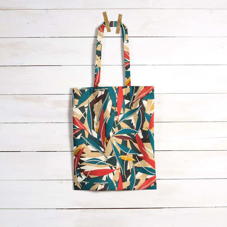 Behandlad bomull Fina blad – karminröd/petrol,  image number 8