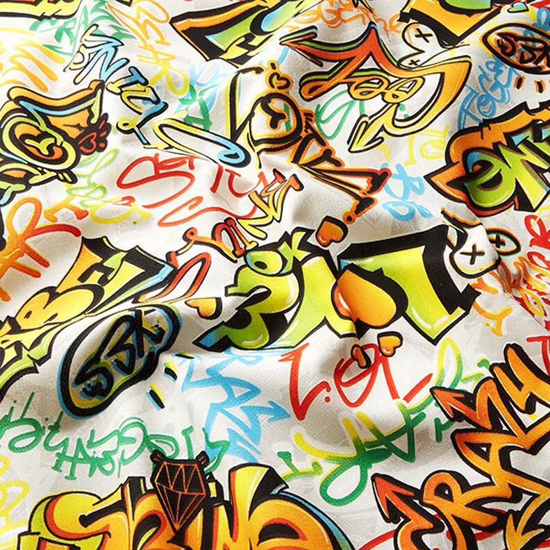Dekorationstyg Halvpanama graffiti – silvergrå, image number 2