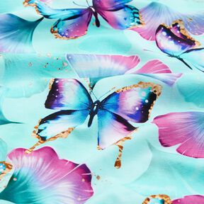 Bomullsjersey ginkgo-fjärilar | Glitzerpüppi  – isblå,  Bomullsjersey ginkgo-fjärilar | Glitzerpüppi  – isblå,