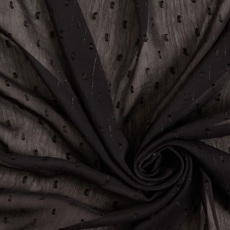 chiffong dobby metallic kritstrecksränder – svart/silvermetallic,  image number 3