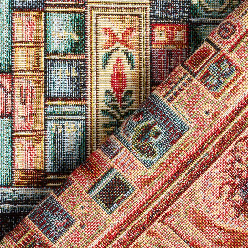 Dekorationstyg Gobel&auml;ng f&auml;rgglad bokhylla &ndash; bl&aring;gran/karminr&ouml;d,  image number 4