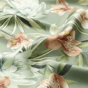 Crepesatin magnolior med palmblad – vass/beige, 