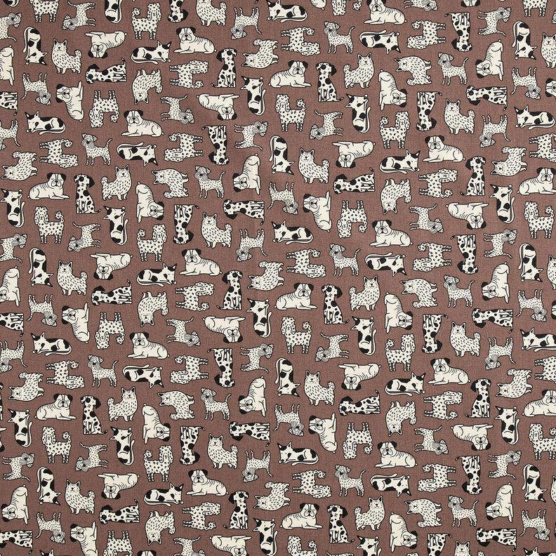 Dekorationstyg Halvpanama abstrakta hundar &ndash; m&ouml;rkbrun/natur,  image number 1