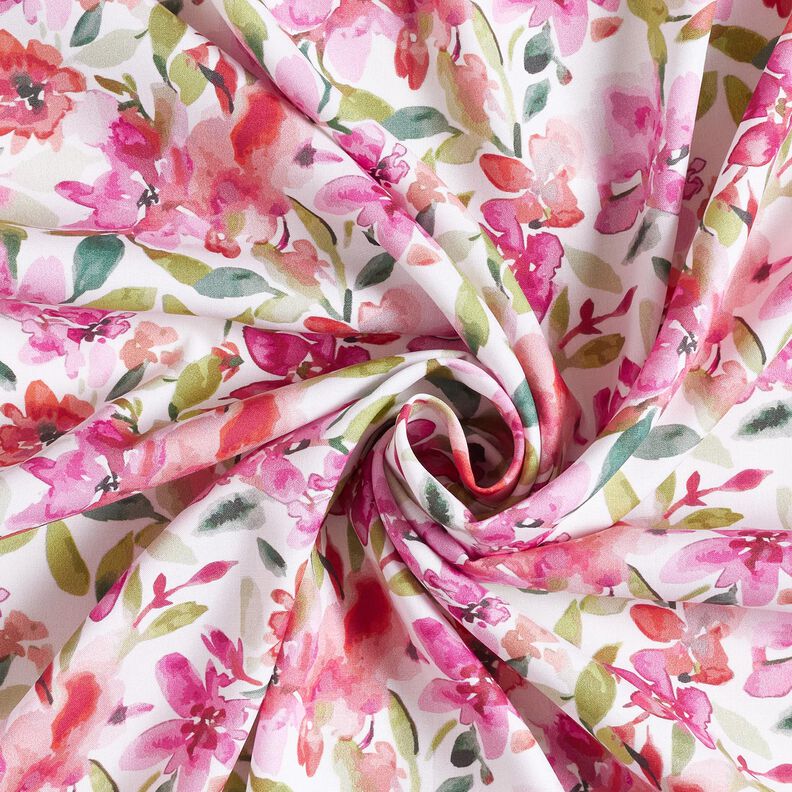 Viskostyg akvarell-vårblommor – vit/pastellviolett, image number 3