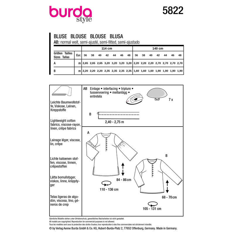 Blus | Burda 5822 | 36-48,  image number 9