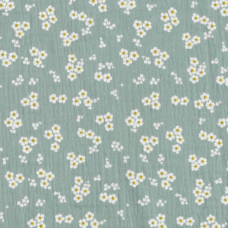 Muslin/Dubbel-krinkelväv Tusenskönor – vass/vit,  image number 1