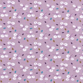 Bomullsjersey Grenar och prickar – lavender, 