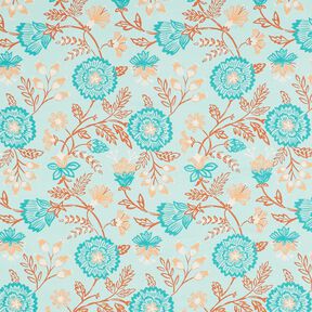 Viskos Voile blommor Tiffany – ljus turkos, 