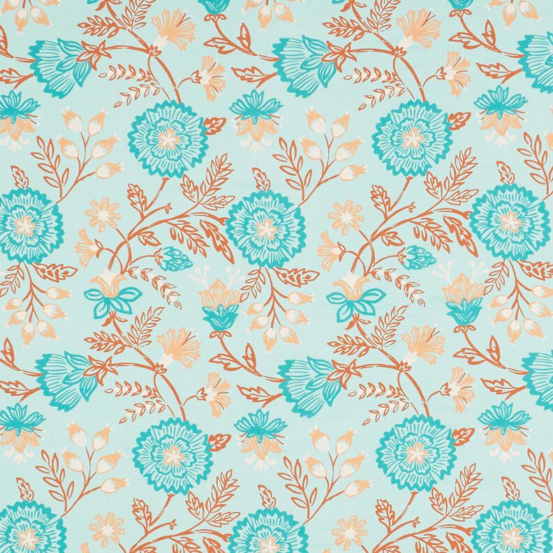 Viskos Voile blommor Tiffany – ljus turkos, image number 1