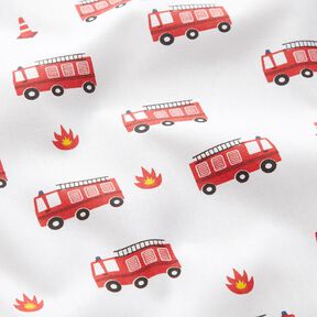 Bomullspoplin Brandbil – vit, 