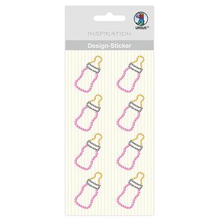 Designklistermärke baby nappflaska flicka [ 8 styck ] – rosa/gul, 