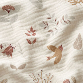 Muslin/Dubbel-krinkelväv Skogsväxter – yllevit, 