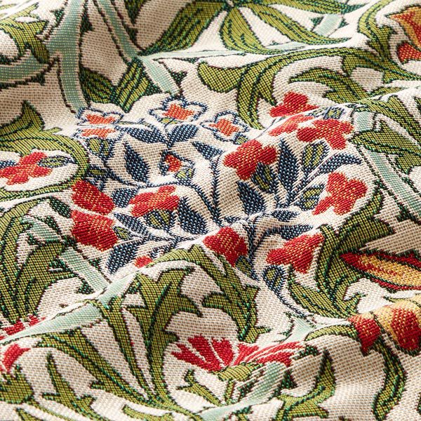 Dekorationstyg Gobeläng blommigt motiv i jugendstil – kräm/ljusgrön,  image number 2