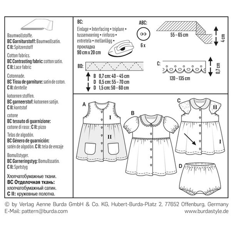 Babyklänning / trosor, Burda 9357,  image number 9