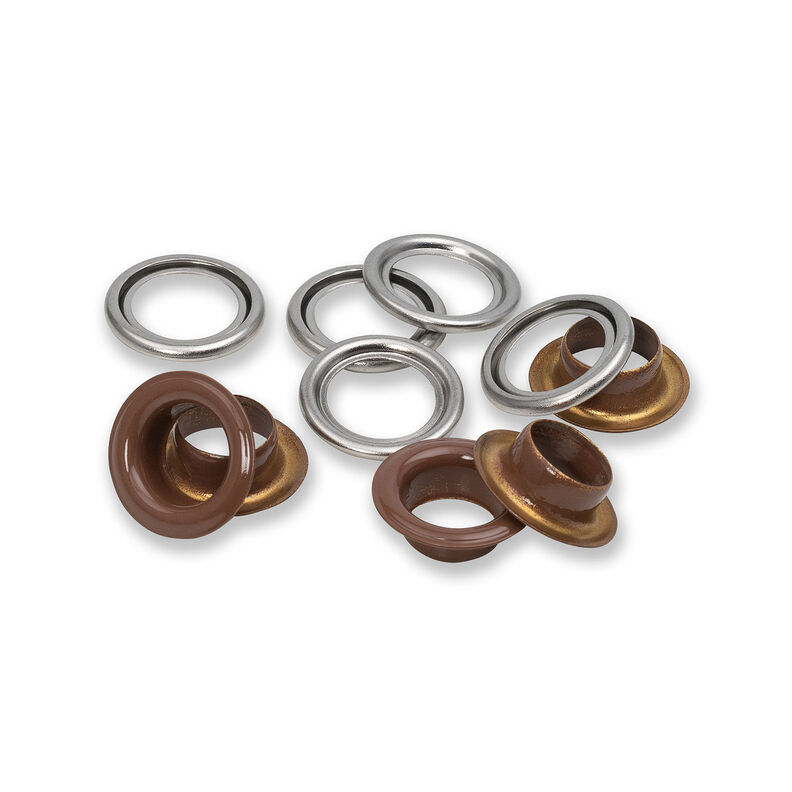Öljetter med brickor [20 stycken | Ø 11 mm] | Prym – mörkbrun/silvermetallic,  image number 2