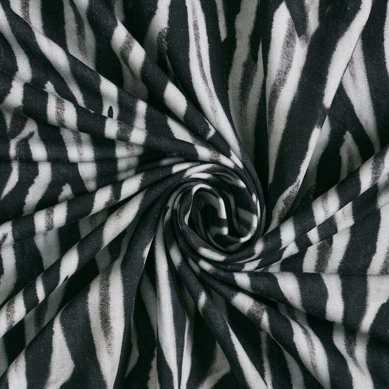 French Terry, borstad, zebra digitaltryck – svart/silver,  image number 3
