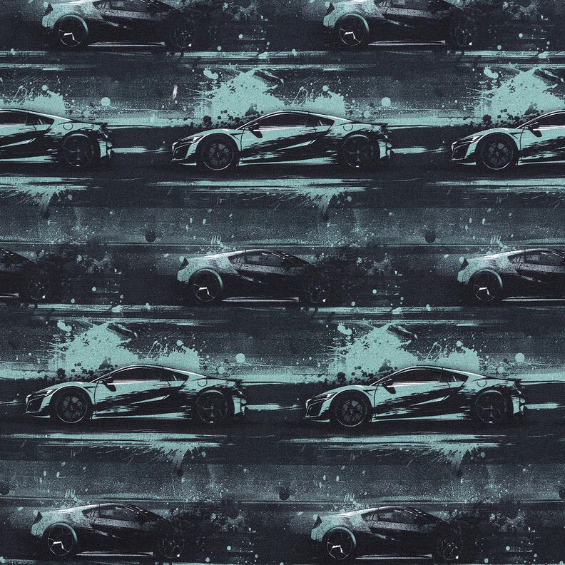 Bomullsjersey racerbil Digitaltryck &ndash; svart/p&auml;rlgr&aring;,  image number 1