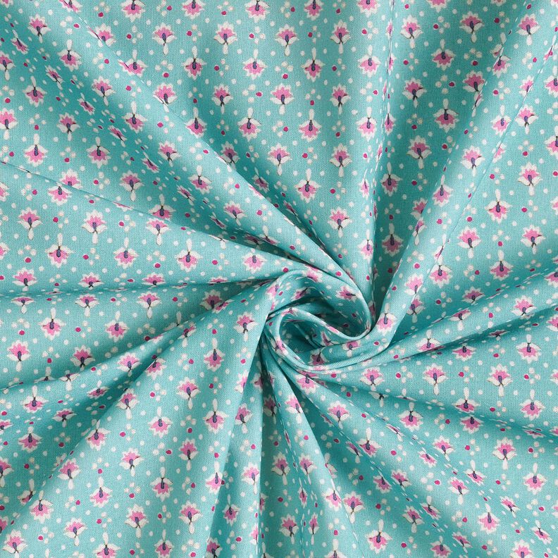 Bomullstyg Poplin små ornament – ​​mint/pastelllila – mint/pastellviolett,  image number 3