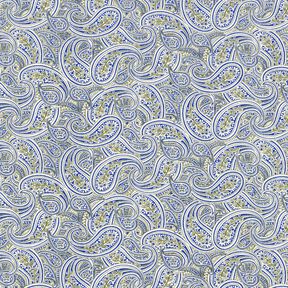 Skjorttyg Överlappande paisley – indigo/oliv, 
