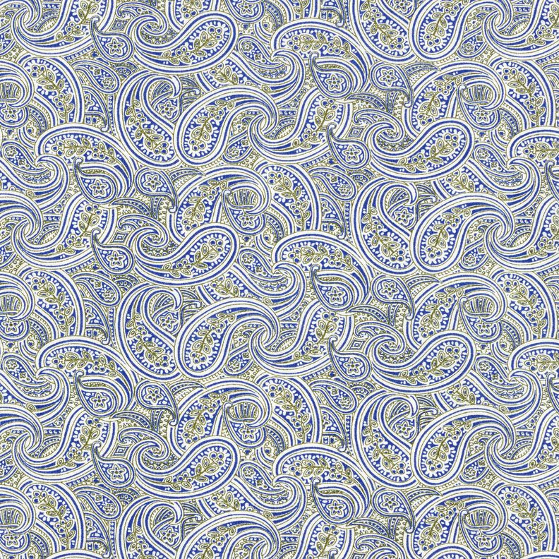 Skjorttyg Överlappande paisley – indigo/oliv,  image number 1
