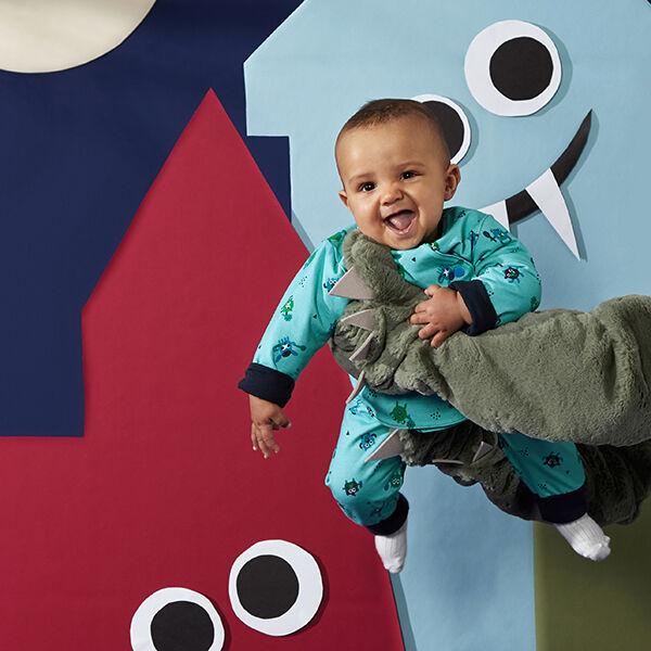 Bomullsjersey Babymonster | PETIT CITRON – ljus turkos, image number 6