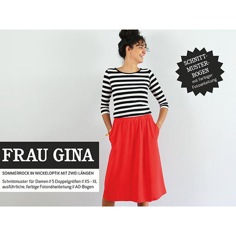 FRAU GINA - kjol i omlottstil med fickor i sidosömmarna, Studio Schnittreif  | XS -  XL,  image number 1