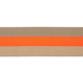 Väskband/bältesband Neon [ 40 mm ] – neonorange/beige, 