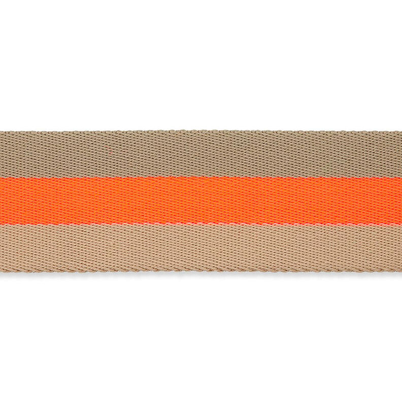 Väskband/bältesband Neon [ 40 mm ] – neonorange/beige,  image number 1