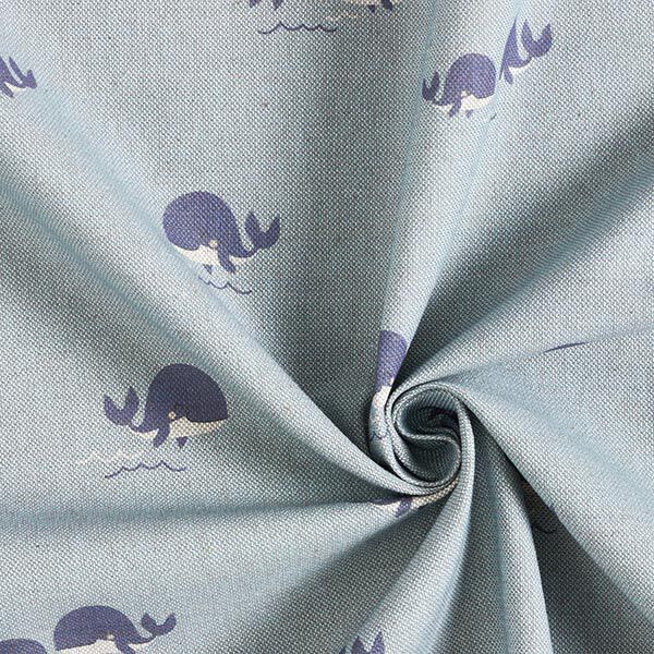 Dekorationstyg Halvpanama glada valar – blå,  image number 3