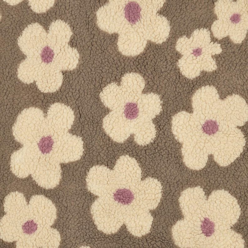 Teddyplysch Blommor | Poppy Fabrics &ndash; dyn/ljusbeige,  image number 1