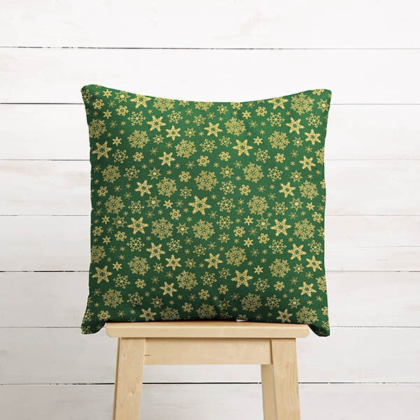Bomullstyg Poplin snökristaller – grön/guld, image number 8