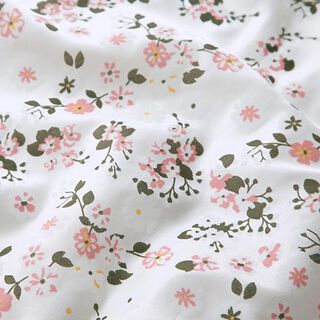 Siden-viskos-satin Spridda blommor – vit, 