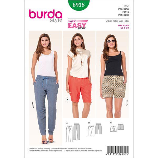 Byxor med resår / Bermudas / Shorts, Burda 6938,  image number 1