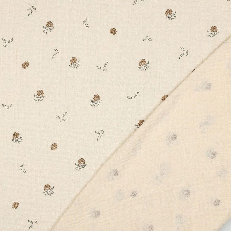 GOTS Muslin/Dubbel-krinkelväv Romantiska blommor  | Poppy Fabrics – ljusbeige/kanel,  image number 4